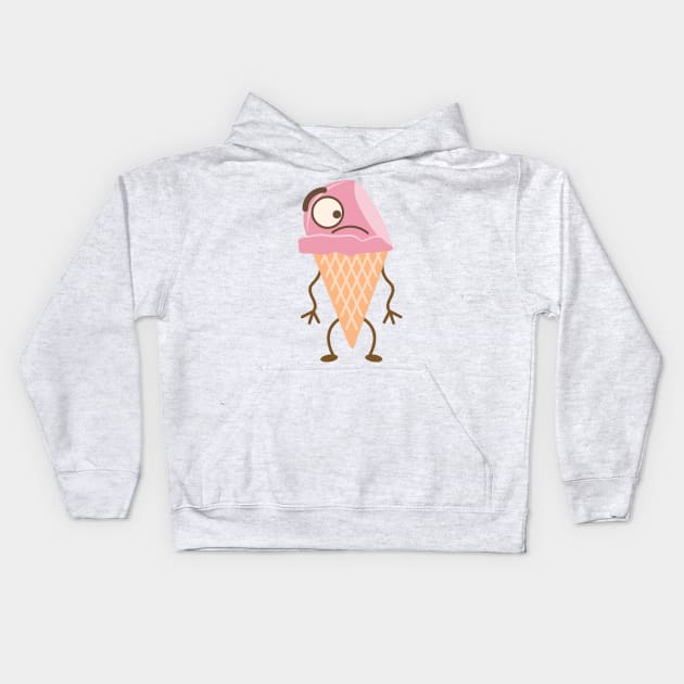 Strawberry Ice Cream Cone Kids Hoodie by Tooniefied